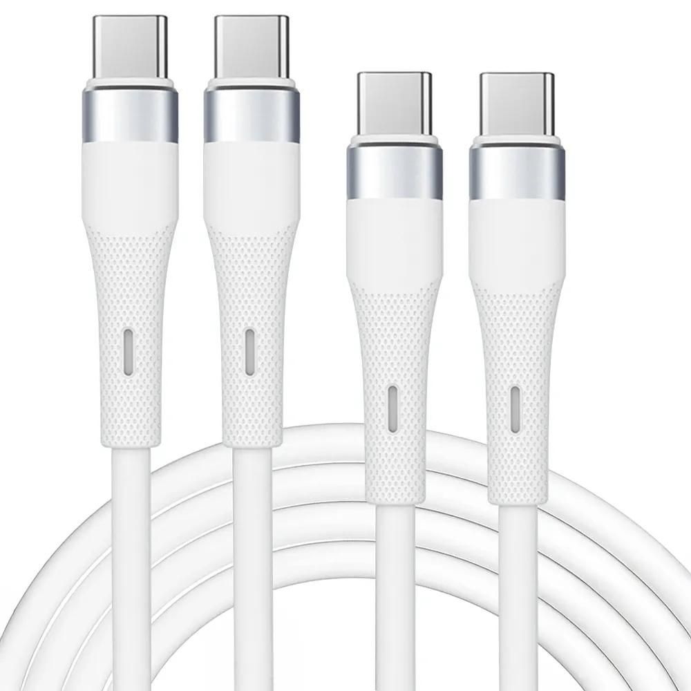 2x USB-C to USB-C 60W Fast Cable for Samsung Galaxy S25 Ultra, S24, S23 - White 1M - E.F.Connection
