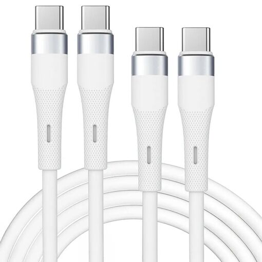 2x USB-C to USB-C 60W Fast Cable for Samsung Galaxy S25 Ultra, S24, S23 - White 1M - E.F.Connection