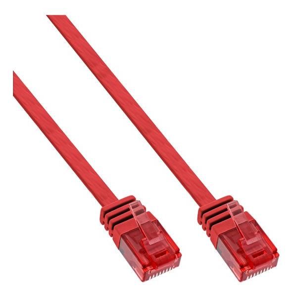 INTOS ELECTRONIC RJ-45 (M) to RJ-45 (M) Cable, 1m, UTP, CAT 6, Molded, Flat, Red