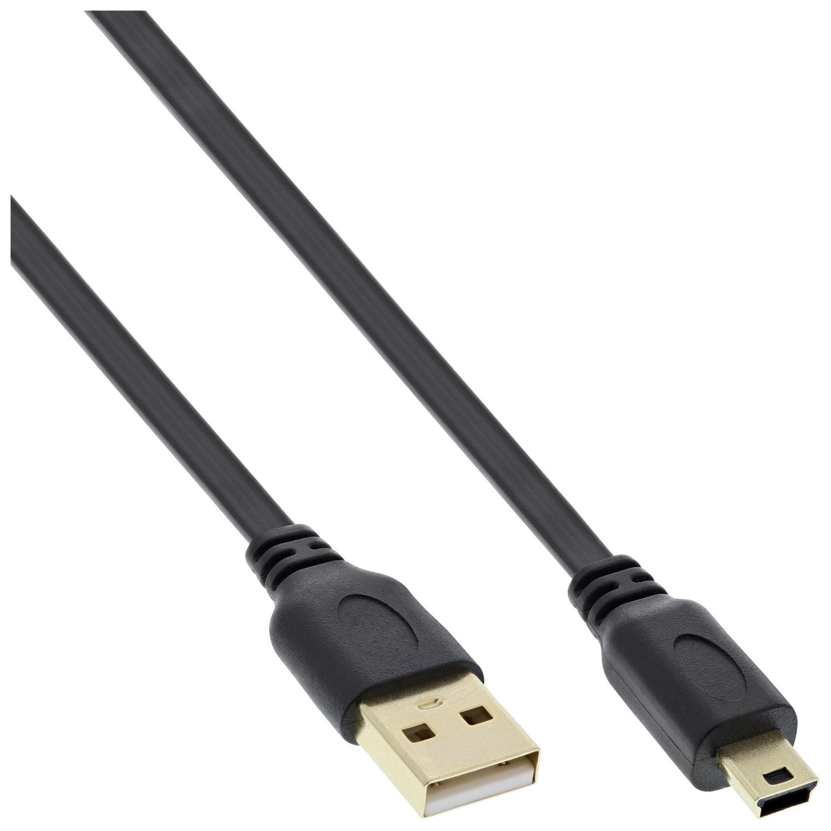 INTOS ELECTRONIC InLine USB Cable - 50cm, Flat, Black (mini USB Type B to USB A)