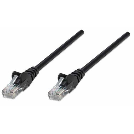 Câble de raccordement réseau Intellinet, Cat5e, 10 m, Noir, U/UTP, Contact doré, Sans crochet, Booté
