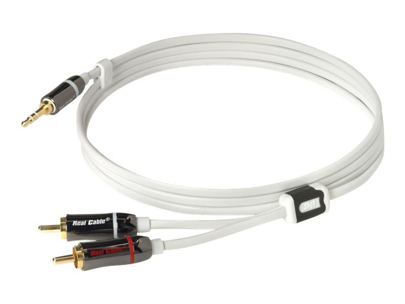Real Cable EVOLUTION iPlug J35M2M - Audio Cable - 3.5mm Stereo Mini Jack to RCA Male - 3m - Shielded - Flat