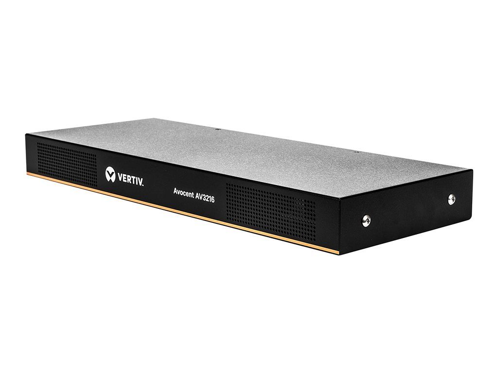 Commutateur KVM Vertiv Avocent AutoView AV3216 - 16 ports - 2 utilisateurs locaux - 1 utilisateur IP - flux d'air avant-arrière - Montage en rack - 100-240V CA