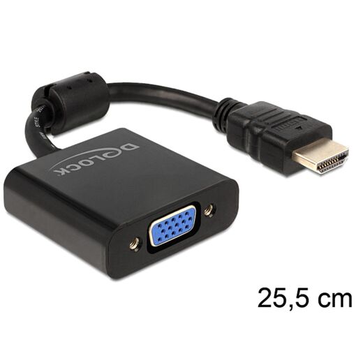 Delock Video Adapter - HDMI Male to VGA Female - 25.5 cm - Black