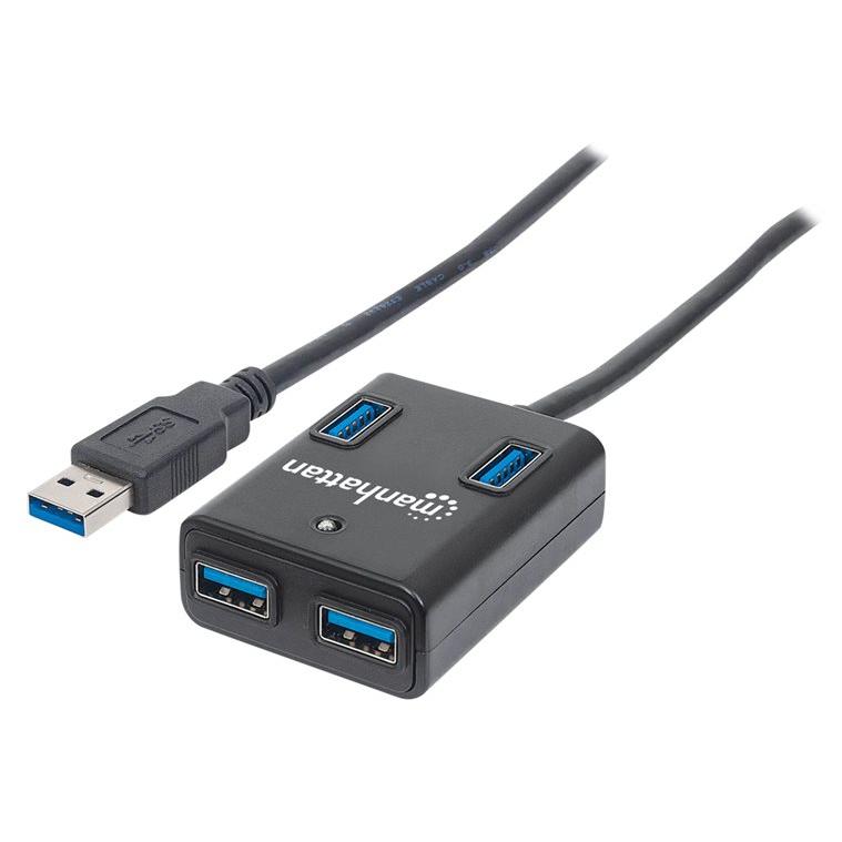 Hub de IC Intracom con 4 puertos USB-A, negro