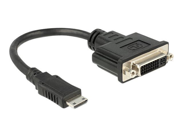 Adaptateur vidéo Delock - 19 broches mini HDMI Type C mâle vers DVI-I femelle - 20 cm - Noir