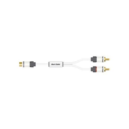 Repartidor de audio Real Cable - 2 RCA macho a hembra - 20 cm