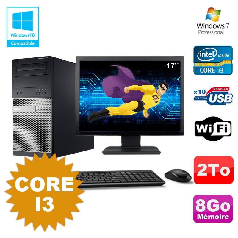 Dell Optiplex 790 Desktop PC - Intel Core i3, 8GB RAM, 2TB HDD, DVD, WiFi, Windows 7