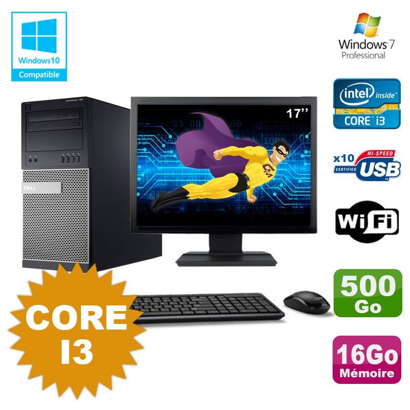 Dell Optiplex 790 Desktop PC - Intel Core i3, 16GB RAM, 500GB HDD, DVD Drive, WiFi, Windows 7