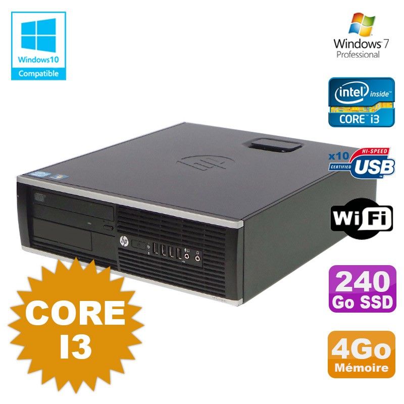 HP Compaq 6200 Pro SFF Desktop - Core i3, 4GB RAM, 240GB SSD, DVD, WiFi, Windows 7 Pro