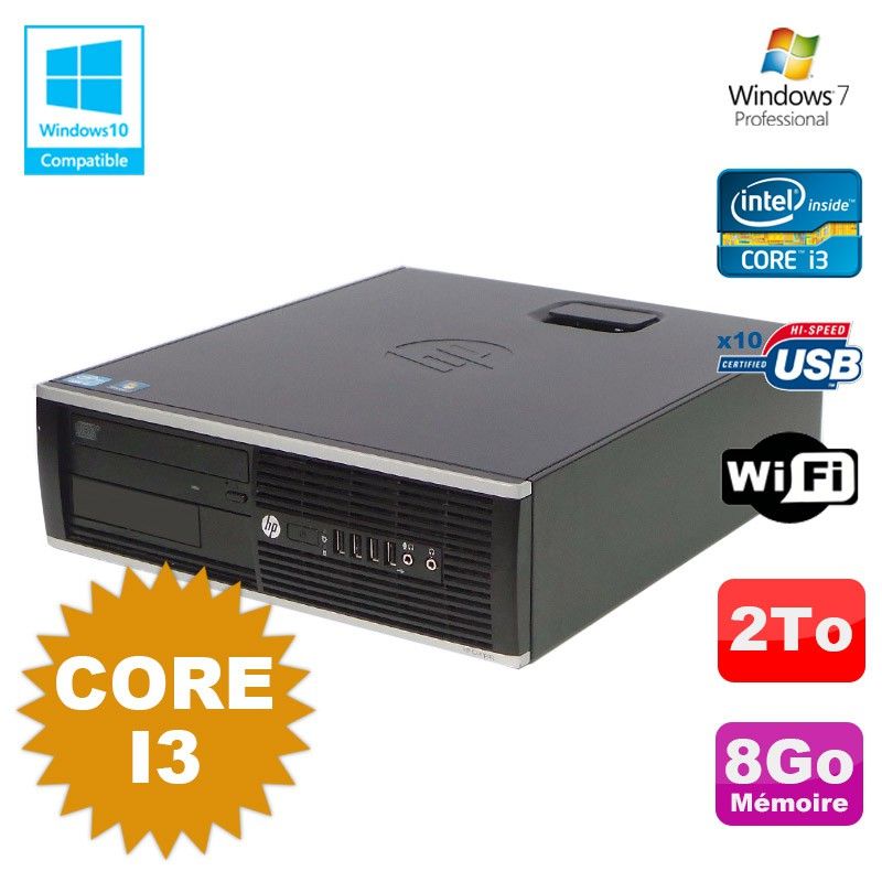 HP Compaq 6200 Pro SFF Desktop PC - Core i3, 8GB RAM, 2TB HDD, DVD Drive, WiFi, Windows 7 Pro