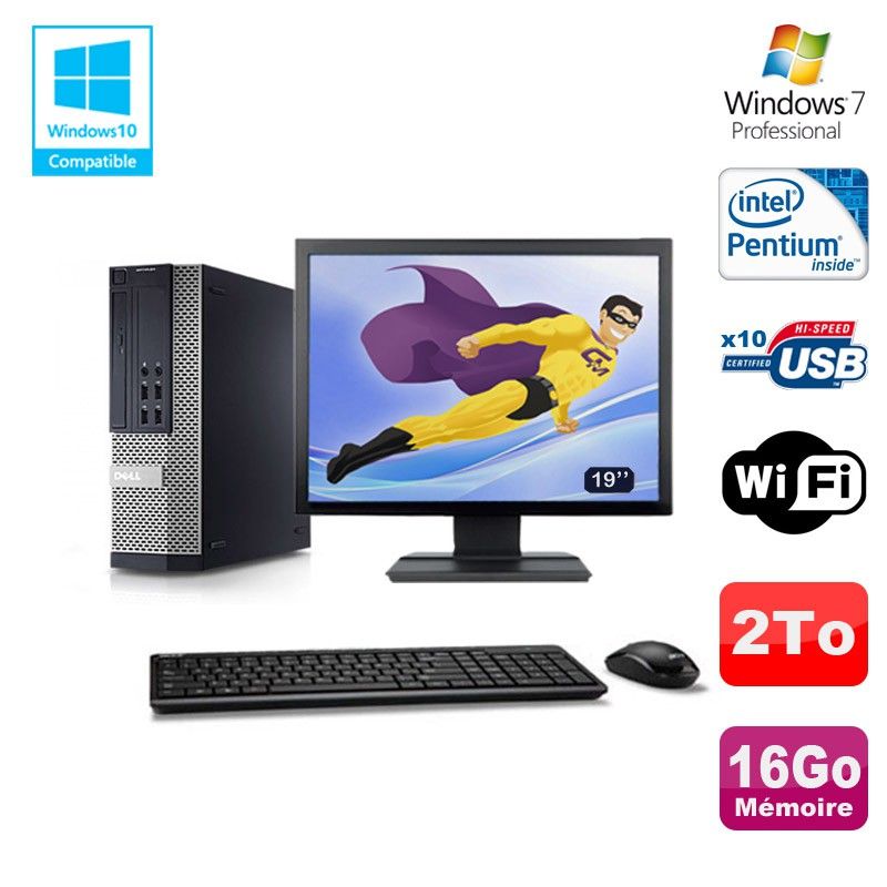 Dell Optiplex 7010 SFF Desktop PC - Intel G870, 16GB RAM, 2TB HDD, DVD, WiFi, Windows 7 Pro