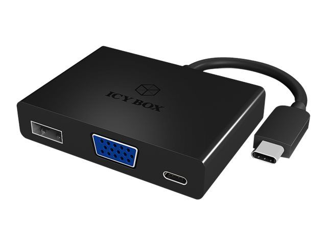 Adaptador de vídeo externo RaidSonic ICY BOX IB-DK4032-CPD - Parada PS176 - USB-C a VGA - Negro