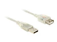 Delock USB Cable Extension - 50cm, USB 2.0, Transparent