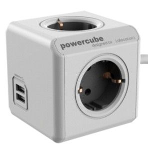 Allocacoc PowerCube Extended USB, 1.5m Grey Type F Cable