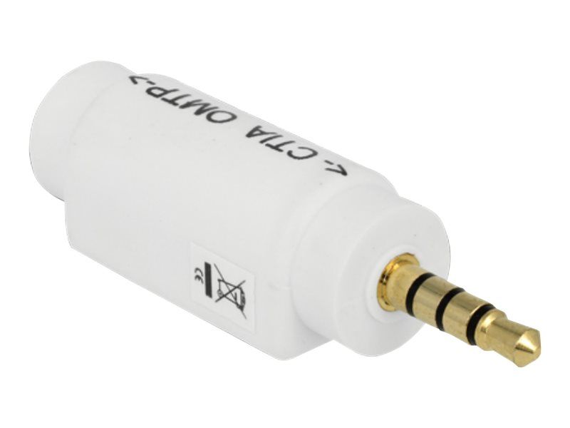 Adaptador de audio Delock - Salida mini jack 4 contactos hembra a mini jack 4 contactos macho - 5,3 cm - Blanco