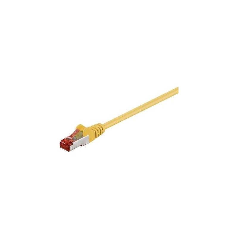 Câble de connexion Wentronic RJ-45 (M) vers RJ-45 (M) - 15 cm - SFTP, PiMF - CAT 6 - Sans halogène, rond, verrouillé - Jaune