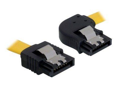 Cable SATA Delock - 30 cm, con bloqueo, conectores rectos y doblados, amarillo