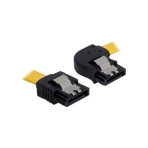 Cable SATA Delock - 30 cm, con bloqueo, conectores rectos y doblados, amarillo