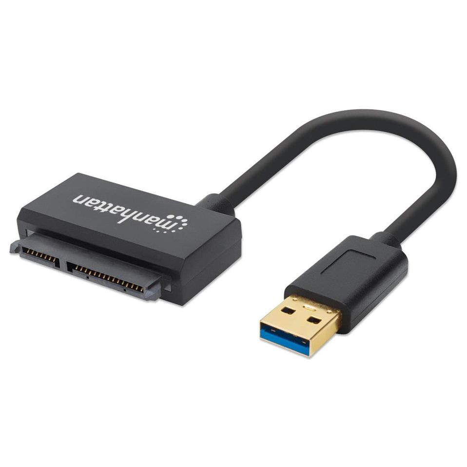 Manhattan USB-A to SATA 2.5" Adapter, 42 cm, Male to Male, 5 Gbit/s (USB 3.2 Gen1 / USB 3.0), LBA 48-bit Support, Black, 3-Year Warranty