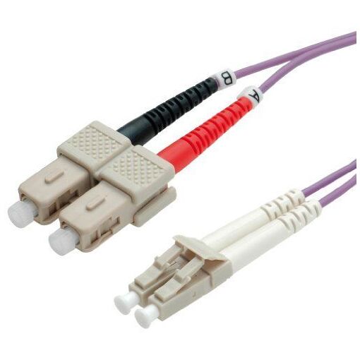 Cable óptico Secomp OM4 multimodo, 50/125 µm, LC a SC, 5 m, violeta