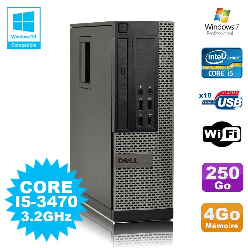 Dell Optiplex 790 SFF Desktop PC - Core i5-3470, 4GB RAM, 250GB HDD, WiFi, Windows 7 Pro