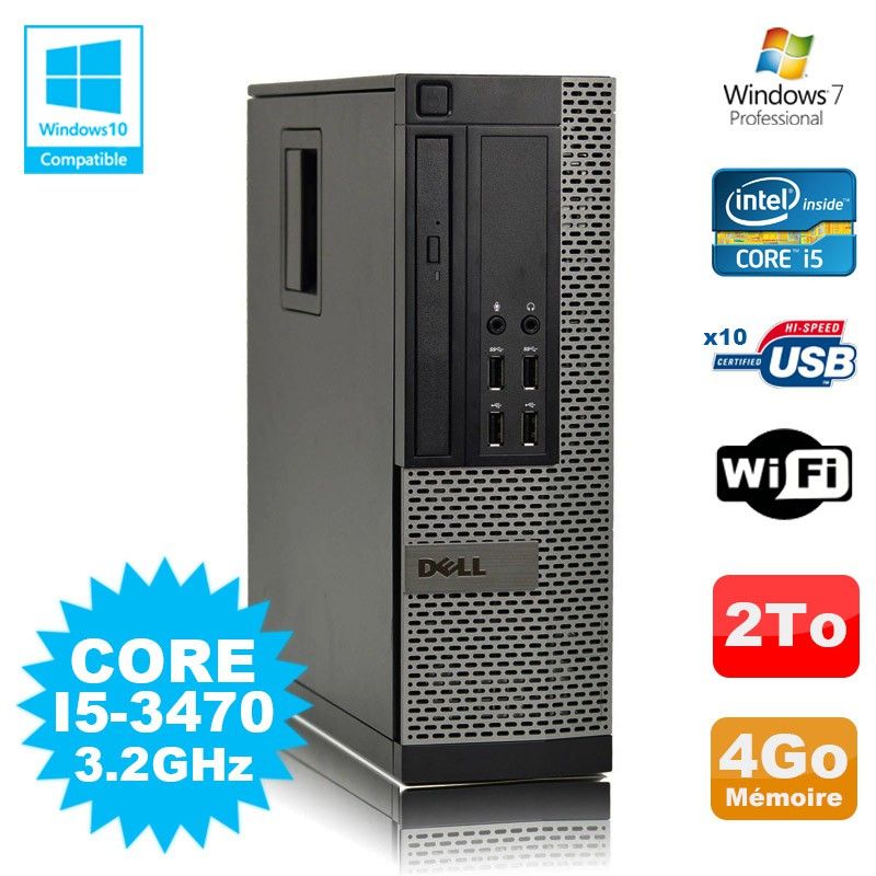Dell Optiplex 790 SFF Desktop PC - Core i5-3470, 4GB RAM, 2TB HDD, WiFi, Windows 7 Pro
