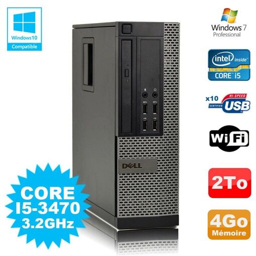 PC de escritorio Dell Optiplex 790 SFF - Procesador Intel Core i5-3470, 4GB de RAM, 2TB HDD, WiFi, Windows 7 Pro