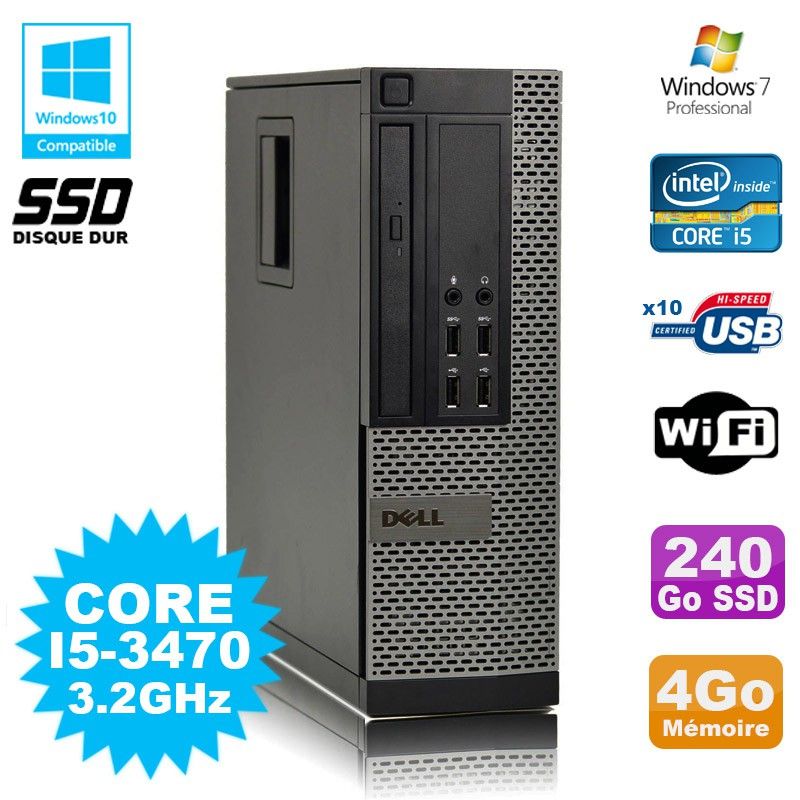 Dell Optiplex 790 SFF Core i5-3470 3.2GHz 4GB 240GB SSD WiFi Windows 7 Pro