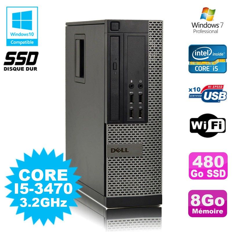Dell Optiplex 790 SFF Core i5-3470 3.2GHz 8GB 480GB SSD WiFi Win7 Pro