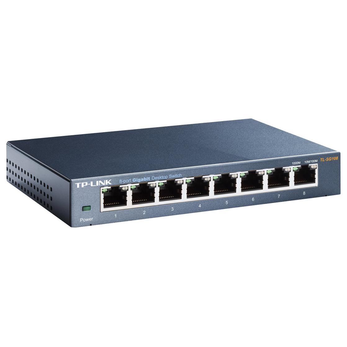 TP-Link Metal Gigabit Switch TL-SG108 - 8-Port Switch - Unmanaged - 8 x 10/100/1000 - Desktop