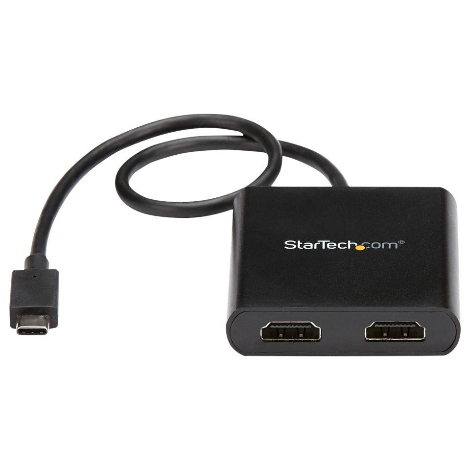 Adaptador StarTech USB-C a Doble HDMI, Hub MST - 4K 30 Hz - Adaptador de cable - USB-C macho a HDMI hembra - Negro - Soporta 4K30Hz (3840 x 2160), 2x 560 x 1600 (WQXGA) 60 Hz