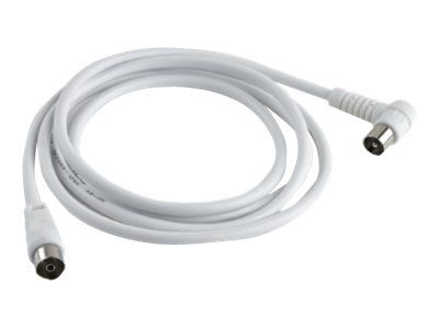 Meliconi RF Cable - 2m Coaxial, 75 dB, 90° Angle F Female to F Male Connector