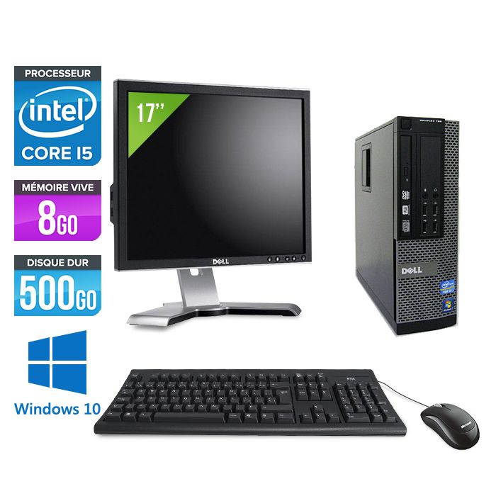 Dell Optiplex 790 SFF Desktop PC + 17" Screen - Intel Core i5-2400 / 3.10 GHz - 8GB RAM - 500GB HDD - DVD - Gigabit Ethernet - Windows 10 Pro