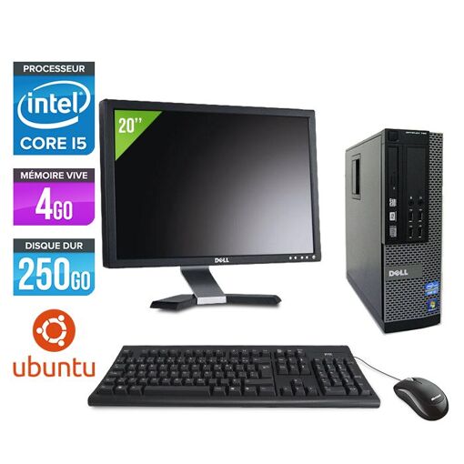 Computadora de escritorio Dell Optiplex 790 SFF + Monitor de 20'' - Intel Core i5-2400 / 3,10 GHz - 4 GB de RAM - Disco duro de 250 GB - DVD - Ethernet Gigabit - Ubuntu - Linux