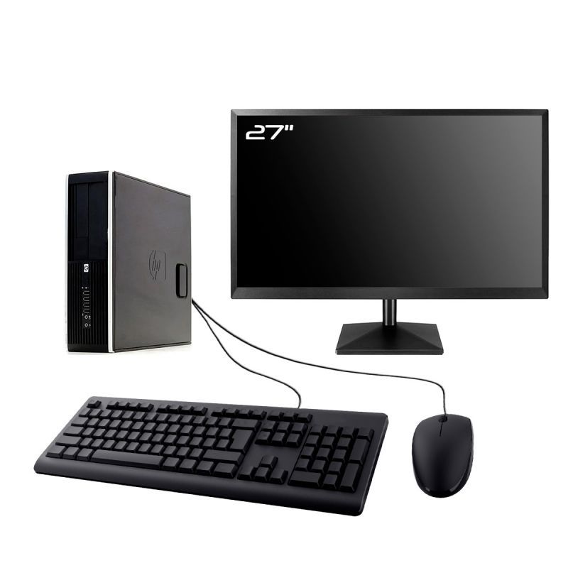 HP Compaq Elite 8100 SFF PC - 27" Monitor, Intel I3-530, 8GB RAM, 240GB SSD, Win10, WiFi