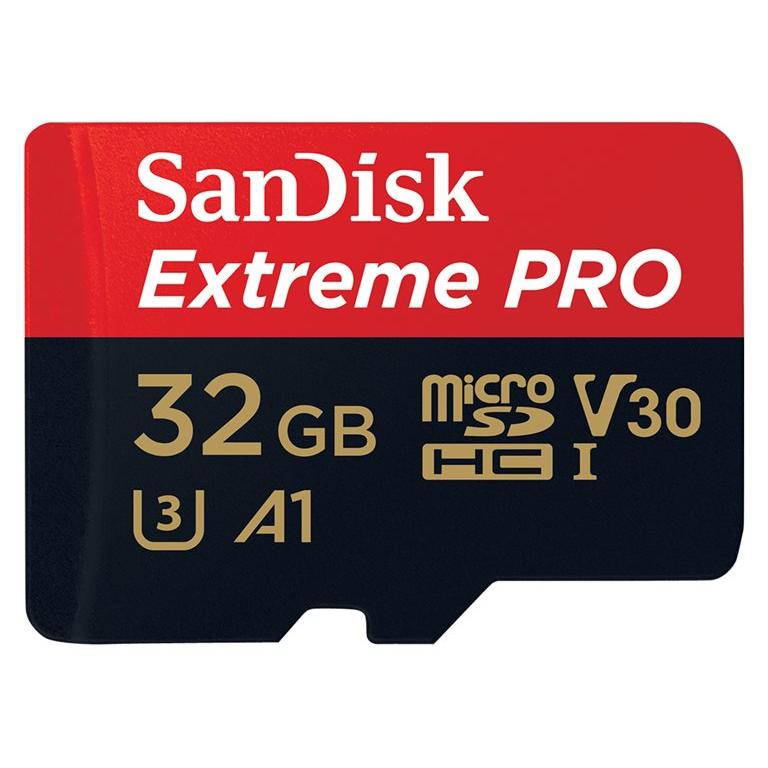 SanDisk Extreme Pro Flash Memory Card (MicroSDXC to SD Adapter Included) - 32GB - A1 / Video Class V30 / UHS-I U3 - 667x - microSDHC UHS-I
