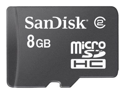 SanDisk 8GB MicroSDHC Card (includes Adapter from microSDHC to SD) - Class 2 - Black