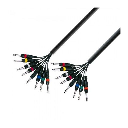 Adam Hall Multi-Cable 8 x 6.35mm Mono Jack to 8 x 6.35mm Mono Jack - 5m
