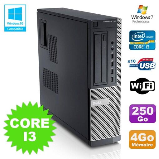 PC de escritorio Dell Optiplex 790 DT - Procesador Intel Core i3-2120, 4GB RAM, 250GB HDD, DVD, WiFi, Windows 7
