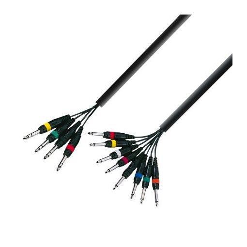 Câble multipaire Adam Hall 4x Jacks stéréo 6,35 mm TRS vers 8x Jacks mono 6,35 mm - 5.00 m