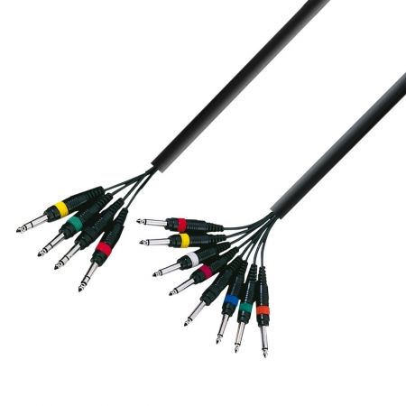 Câble multipaire Adam Hall 4x Jacks stéréo 6,35 mm TRS vers 8x Jacks mono 6,35 mm - 5.00 m