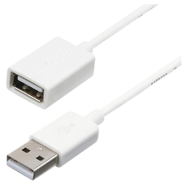 StarTech.com 3ft USB 2.0 A to A Extension Cable - White USB 2.0 Extension Cord - M/F - USB Extension Cable - USB (Female) to USB (Male) - 3m - Molded - White