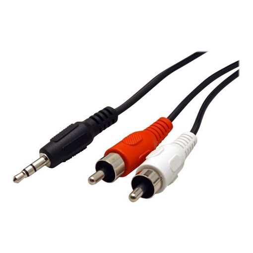 Secomp Roline Audio Cable - 3.5mm to 2x RCA Male - 1.5m Shielded - Black