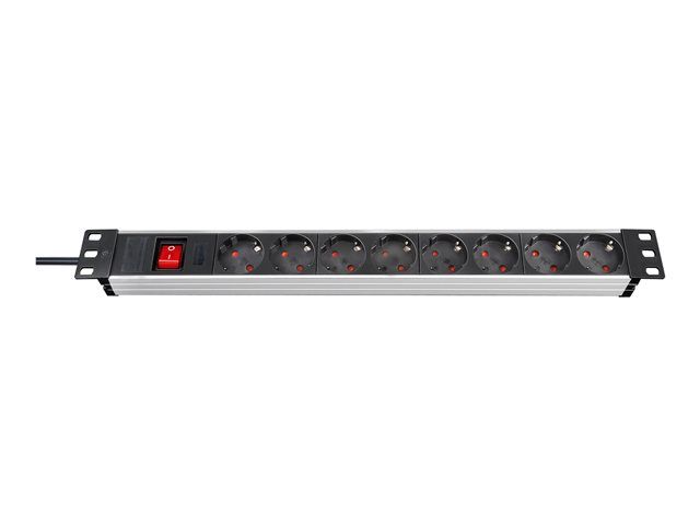 Brennenstuhl Premium-Alu-Line Circuit Breaker - Rack Mountable, 8 Output Connectors, 1U, 19", 2m Cable, Black/Aluminum