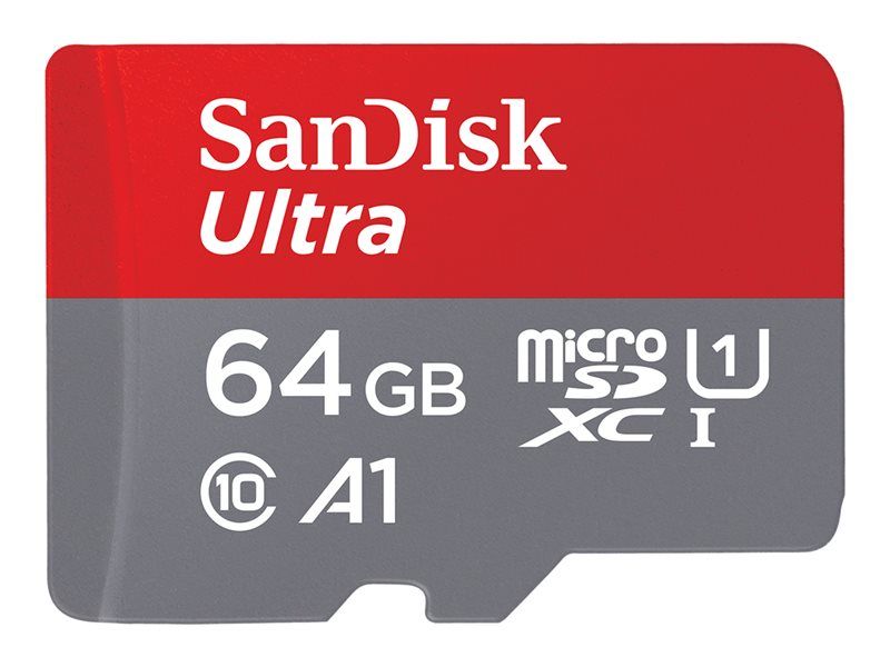 SanDisk Ultra microSDXC Card - 64GB (with SD Adapter) A1/UHS Class 1/Class 10 - UHS-I
