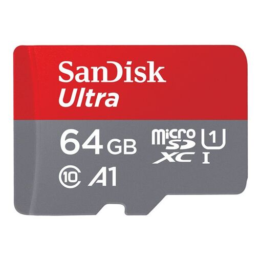 SanDisk Ultra microSDXC Card - 64GB (with SD Adapter) A1/UHS Class 1/Class 10 - UHS-I