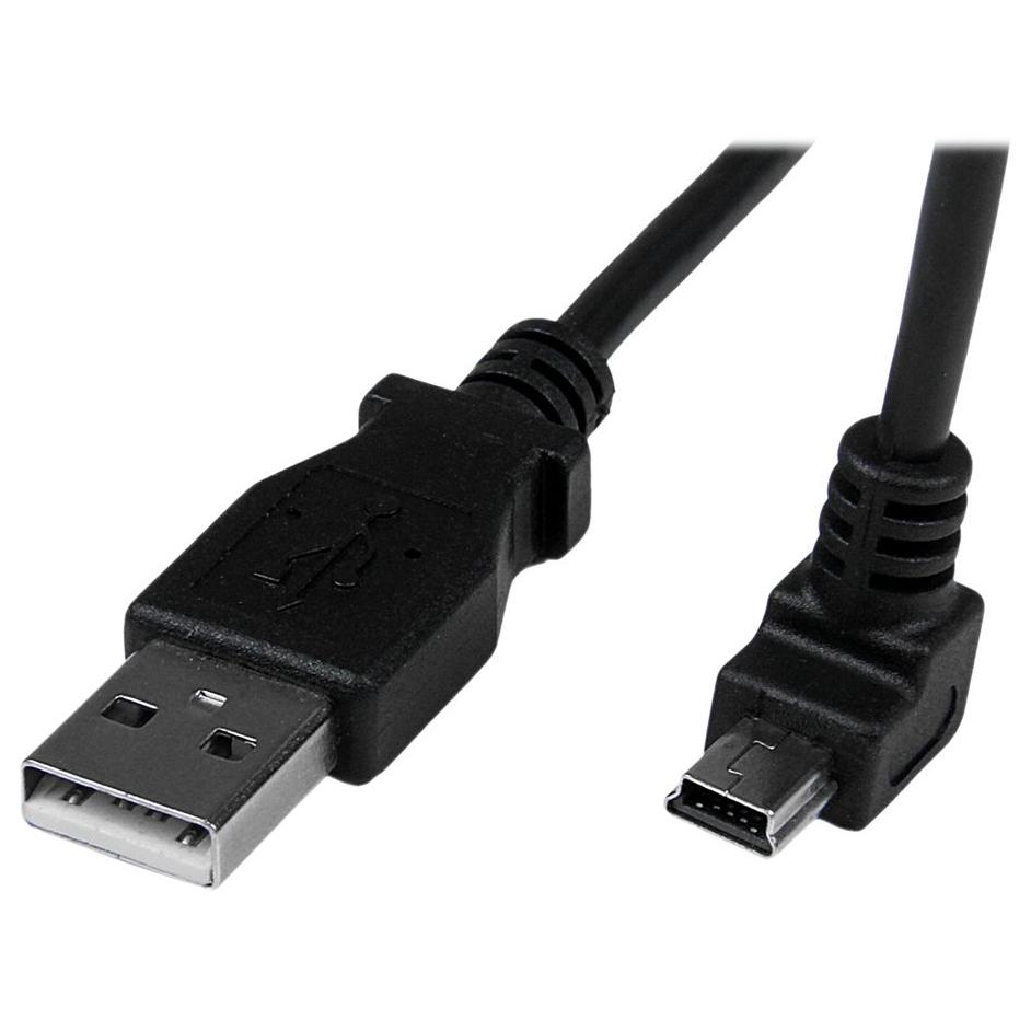 StarTech.com 2m Mini USB Cable - Right Angle 90° Downward Bent - USB Mini B to USB-A - Black