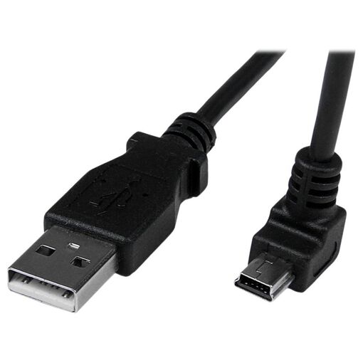 Cable USB StarTech.com de 2 metros - Ángulo recto doblado hacia abajo 90° - Mini USB B a USB-A - Negro