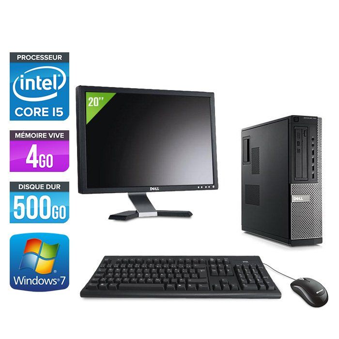 Dell Optiplex 790 Desktop PC + 20'' Monitor - Intel Core i5-2400 / 3.10 GHz - 4GB RAM - 500GB HDD - DVD - Gigabit Ethernet - Windows 7 Pro